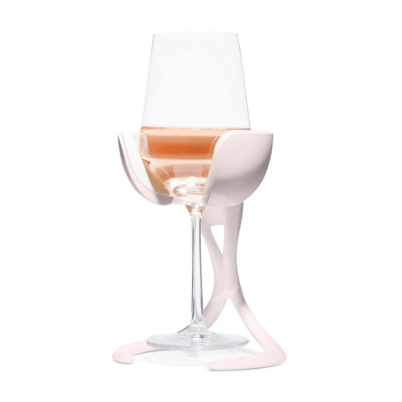 VoChill Stemmed Wine Glass Chiller | Made in USA | Radically cool wine tool â€“ keeps wine perfectly chilled in your glass | Refreezable Chill Cradle actively chills (Blush, Single VoChill) - Image 1